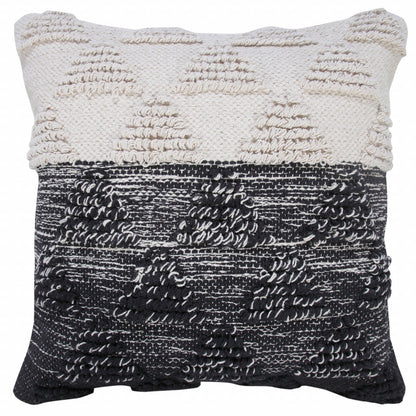 20" X 20" Black And Off-White 100% Cotton Geometric Zippered Pillow 4.0" (L) x 20.0" (W) x 20.0" (H) FurniFindUSA