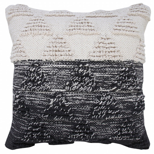 20" X 20" Black And Off-White 100% Cotton Geometric Zippered Pillow 4.0" (L) x 20.0" (W) x 20.0" (H) FurniFindUSA