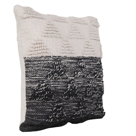 20" X 20" Black And Off-White 100% Cotton Geometric Zippered Pillow 4.0" (L) x 20.0" (W) x 20.0" (H) FurniFindUSA