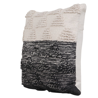 20" X 20" Black And Off-White 100% Cotton Geometric Zippered Pillow 4.0" (L) x 20.0" (W) x 20.0" (H) FurniFindUSA