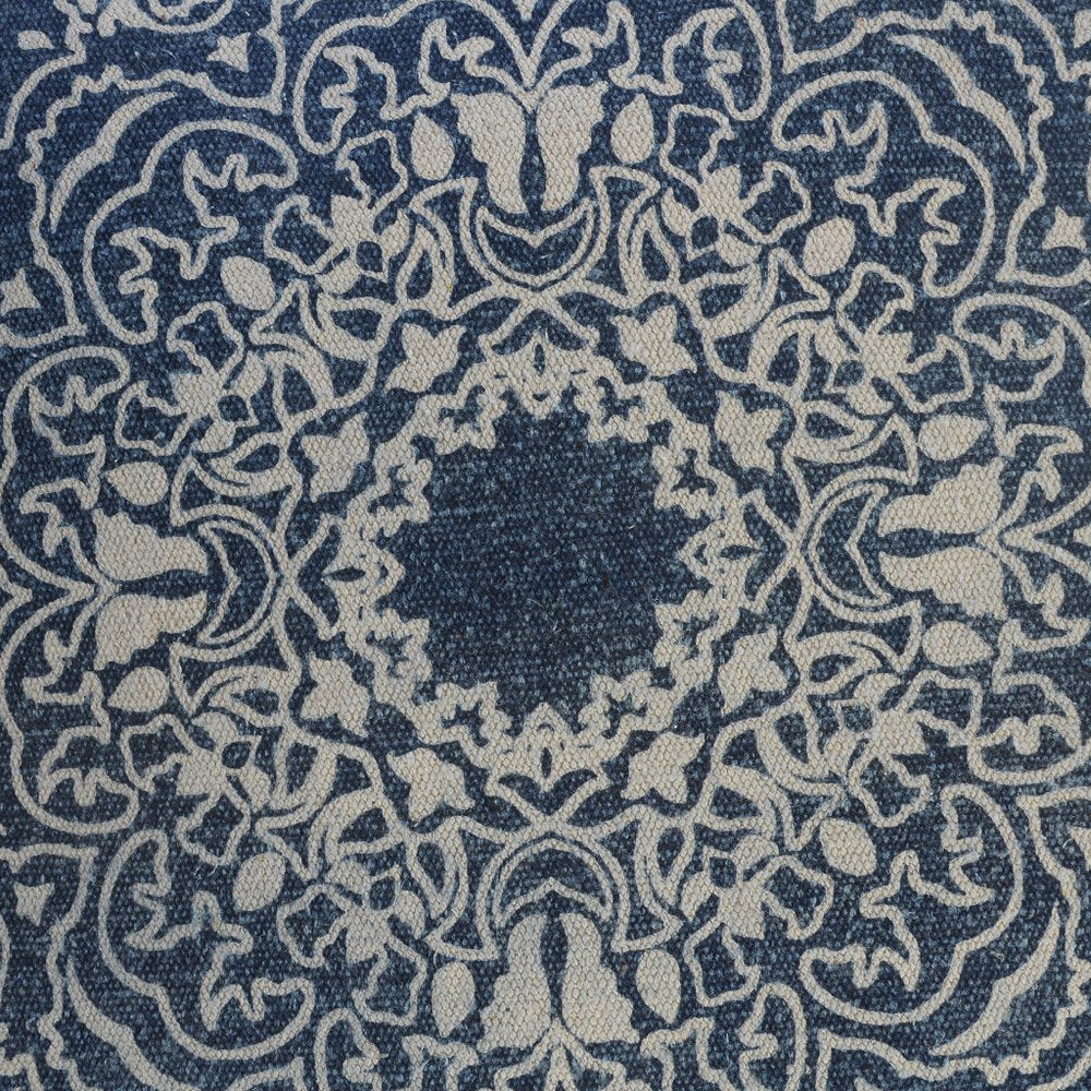 20" X 20" Blue And White 100% Cotton Geometric Zippered Pillow — view 1