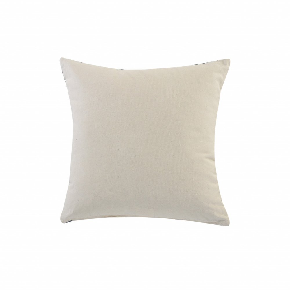 20" X 20" Blue And White 100% Cotton Geometric Zippered Pillow — view 2