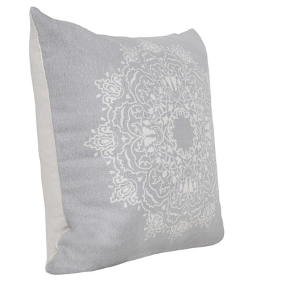 20" X 20" Pale Gray And White 100% Cotton Geometric Zippered Pillow FurniFindUSA