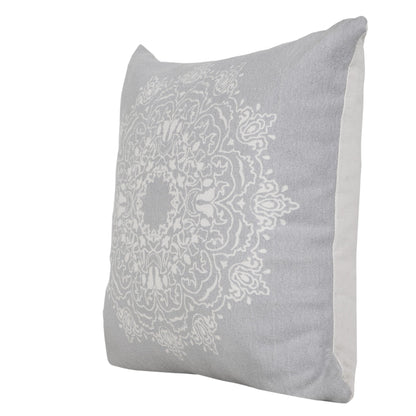 20" X 20" Pale Gray And White 100% Cotton Geometric Zippered Pillow FurniFindUSA