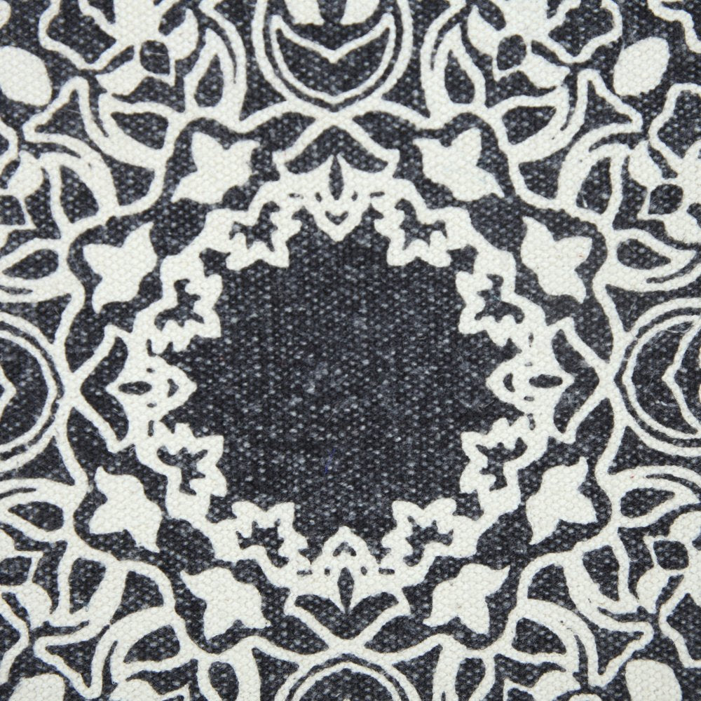 20" X 20" Jet Black And White 100% Cotton Geometric Zippered Pillow HomeRoots