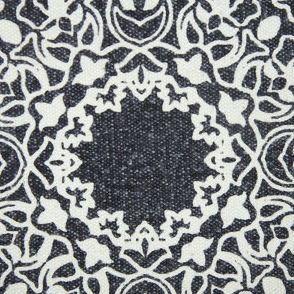 20" X 20" Jet Black And White 100% Cotton Geometric Zippered Pillow HomeRoots