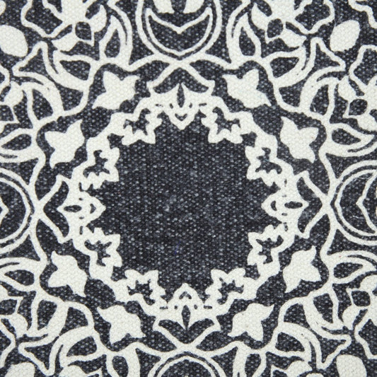 20" X 20" Jet Black And White 100% Cotton Geometric Zippered Pillow