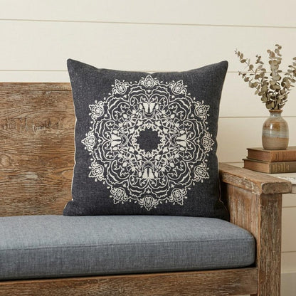 20" X 20" Jet Black And White 100% Cotton Geometric Zippered Pillow HomeRoots