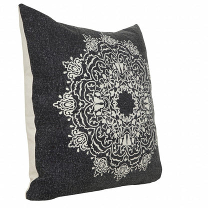 20" X 20" Jet Black And White 100% Cotton Geometric Zippered Pillow HomeRoots