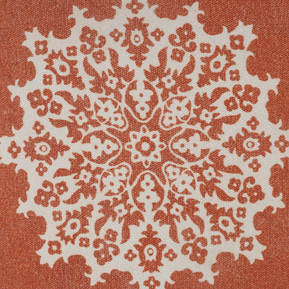 20" Orange and Off White Throw Pillow