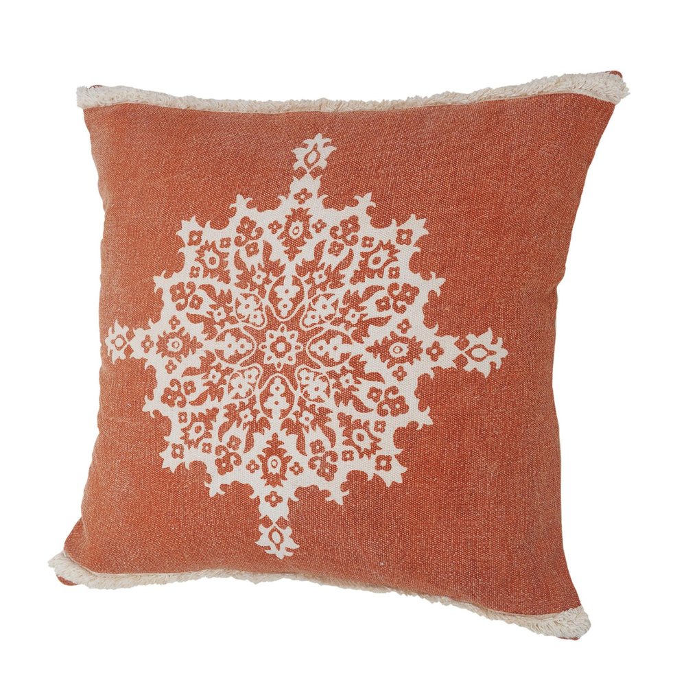 20" Orange and Off White Throw Pillow — view 4