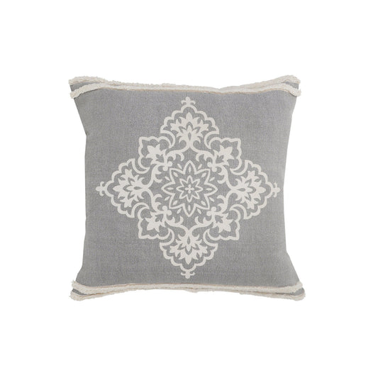 24" X 24" Light Gray And White 100% Cotton Geometric Zippered Pillow FurniFindUSA