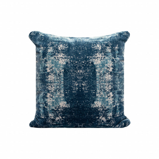 20" X 20" Blue And Ivory Polyester Abstract Zippered Pillow FurniFindUSA