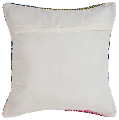 18" X 18" Blue White Red And Yellow 100% Cotton Striped Zippered Pillow 6.0" (L) x 18.0" (W) x 18.0" (H) FurniFindUSA