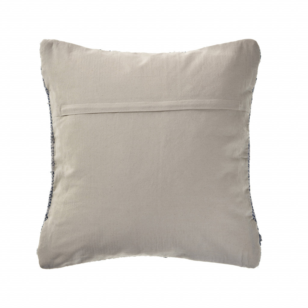 20" X 20" Blue And Ivory 100% Cotton Chevron Zippered Pillow FurniFindUSA