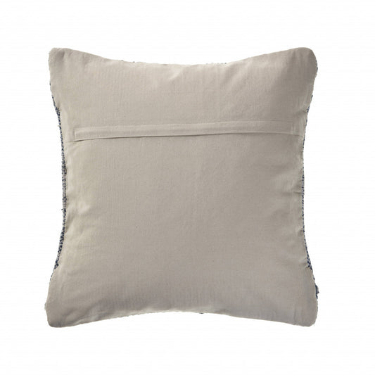 20" X 20" Blue And Ivory 100% Cotton Chevron Zippered Pillow FurniFindUSA