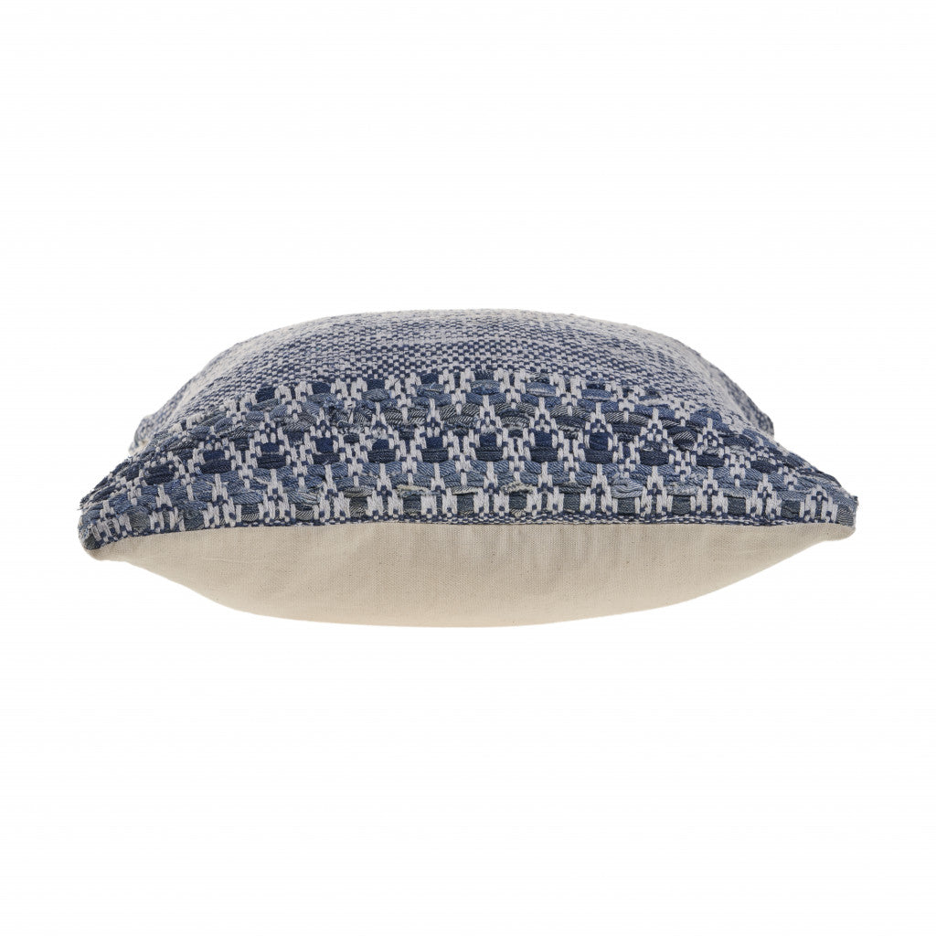 20" X 20" Blue And Ivory 100% Cotton Chevron Zippered Pillow FurniFindUSA