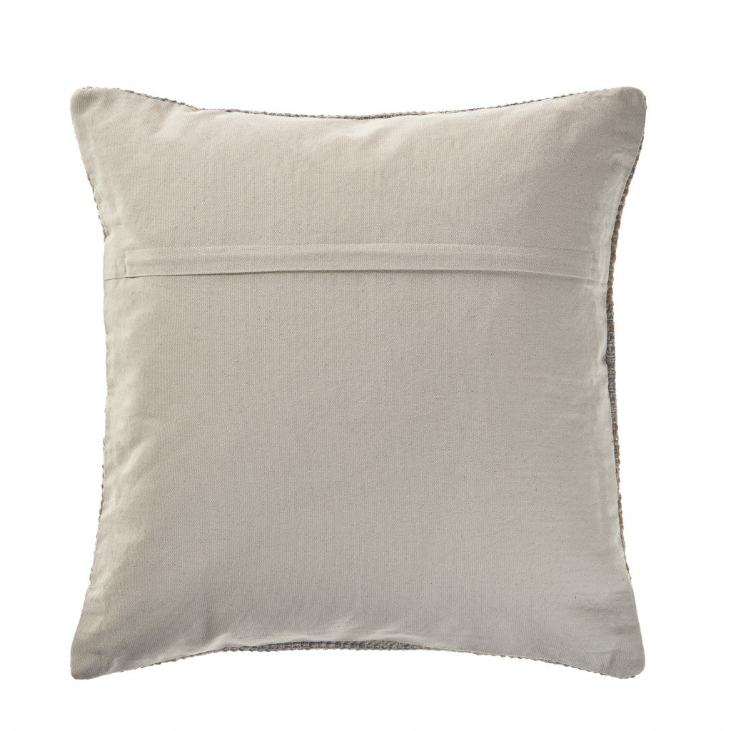 20" X 20" Beige And Grayish Blue 100% Cotton Geometric Zippered Pillow FurniFindUSA