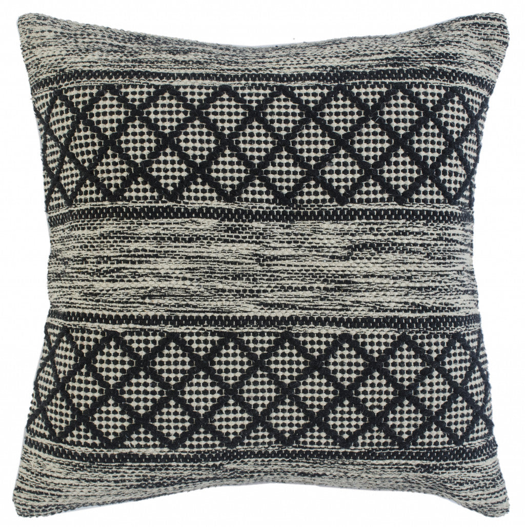 20" X 20" Gray And Black 100% Cotton Geometric Zippered Pillow 4.0" (L) x 20.0" (W) x 20.0" (H) FurniFindUSA