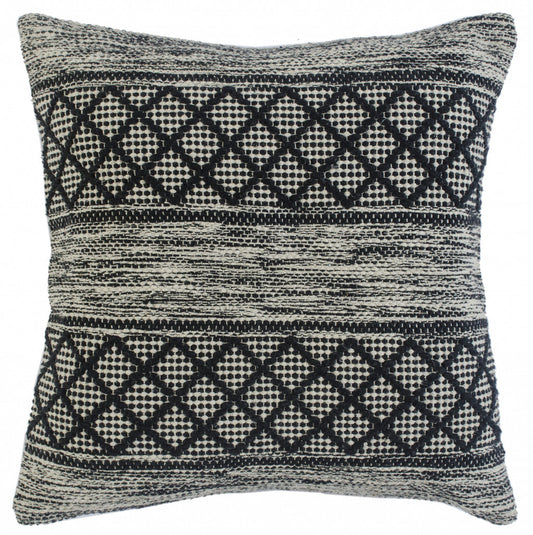 20" X 20" Gray And Black 100% Cotton Geometric Zippered Pillow 4.0" (L) x 20.0" (W) x 20.0" (H) FurniFindUSA