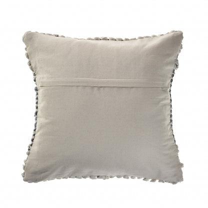 18" X 18" Blue And Ivory 100% Cotton Geometric Zippered Pillow FurniFindUSA