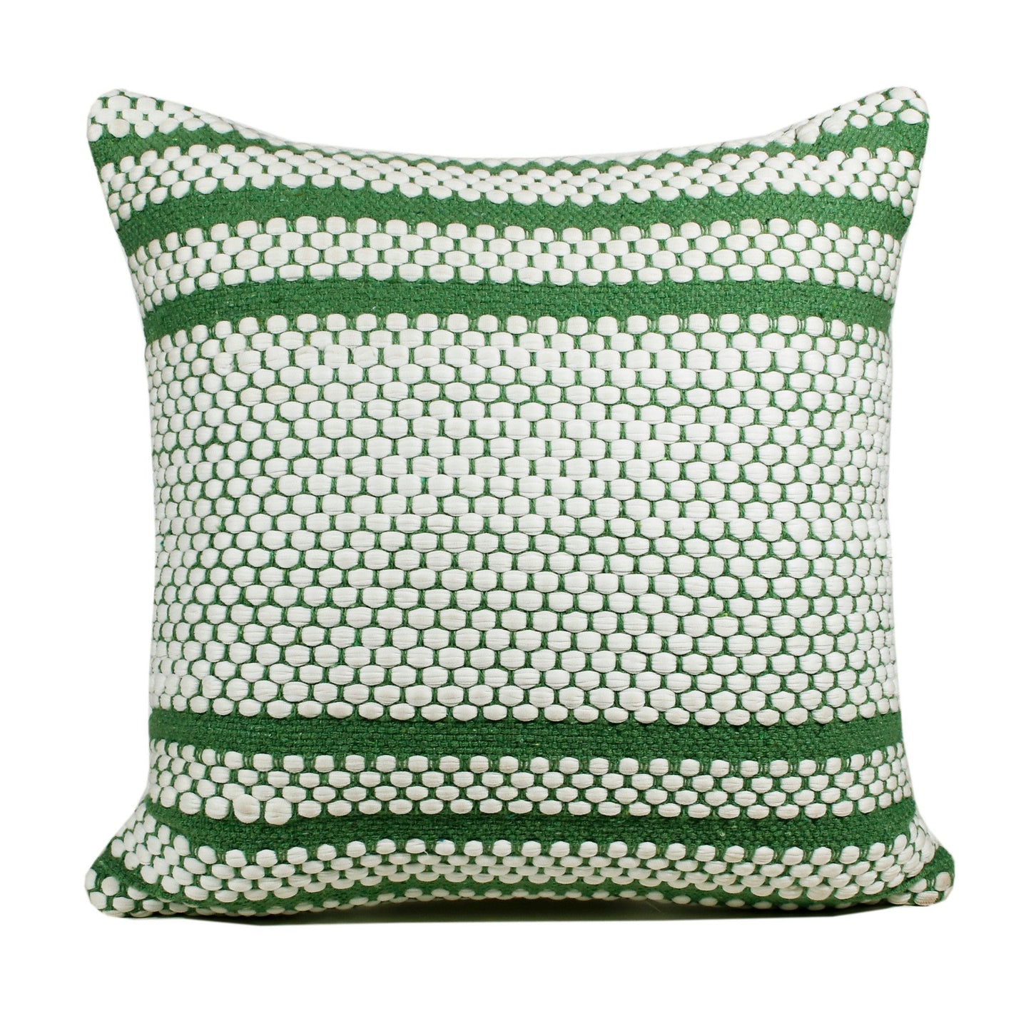 20" X 20" Jade Green And White 100% Cotton Geometric Zippered Pillow FurniFindUSA