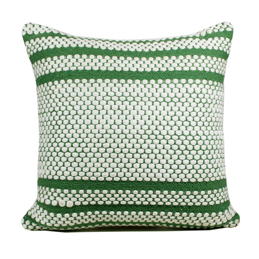 20" X 20" Jade Green And White 100% Cotton Geometric Zippered Pillow FurniFindUSA