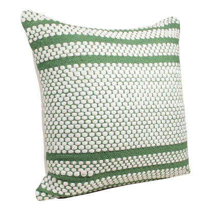 20" X 20" Jade Green And White 100% Cotton Geometric Zippered Pillow FurniFindUSA