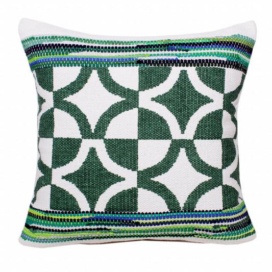 20" Green and White Cotton Throw Pillow FurniFindUSA