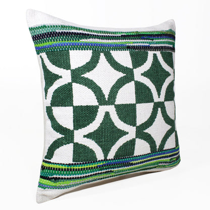 20" Green and White Cotton Throw Pillow FurniFindUSA