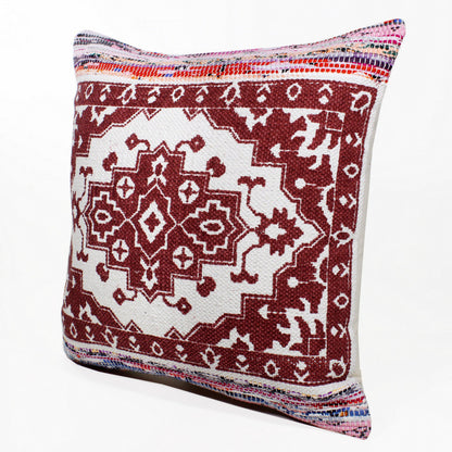 20" X 20" Red White Purple And Pink 100% Cotton Geometric Zippered Pillow 4.0" (L) x 20.0" (W) x 20.0" (H) FurniFindUSA
