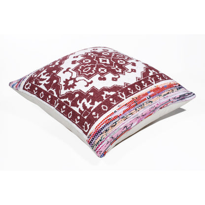 20" X 20" Red White Purple And Pink 100% Cotton Geometric Zippered Pillow 4.0" (L) x 20.0" (W) x 20.0" (H) FurniFindUSA