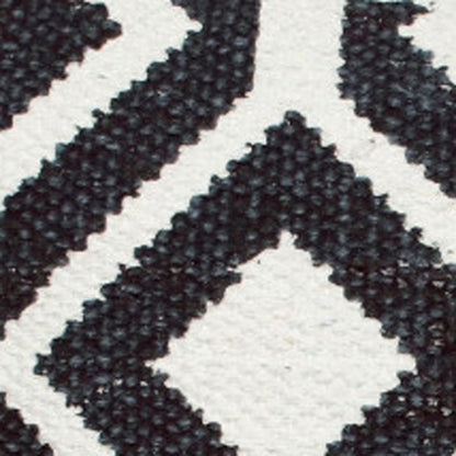 20" X 20" Deep Navy And White 100% Cotton Geometric Zippered Pillow HomeRoots