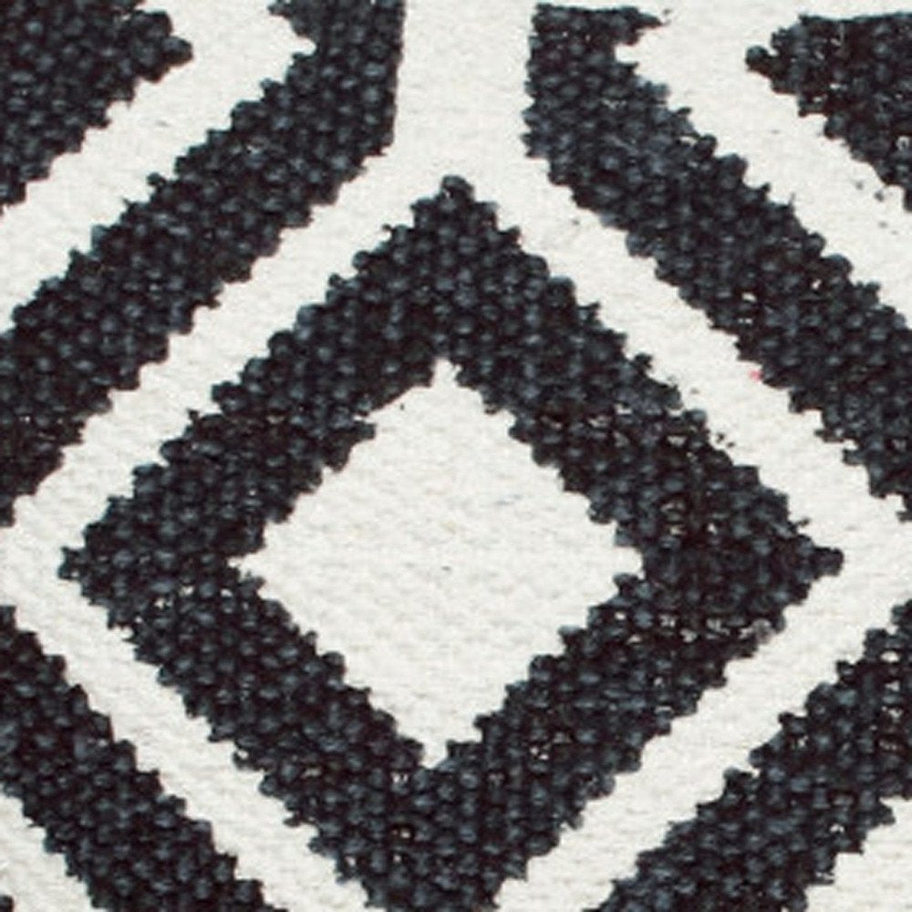 20" X 20" Deep Navy And White 100% Cotton Geometric Zippered Pillow HomeRoots