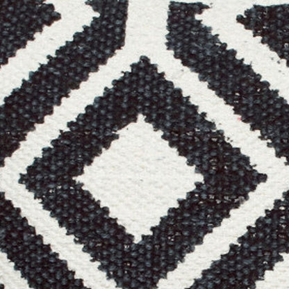 20" X 20" Deep Navy And White 100% Cotton Geometric Zippered Pillow HomeRoots