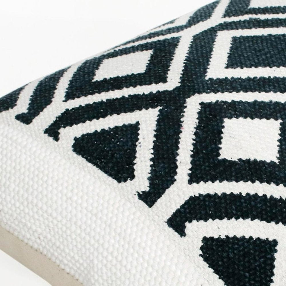 20" X 20" Deep Navy And White 100% Cotton Geometric Zippered Pillow HomeRoots