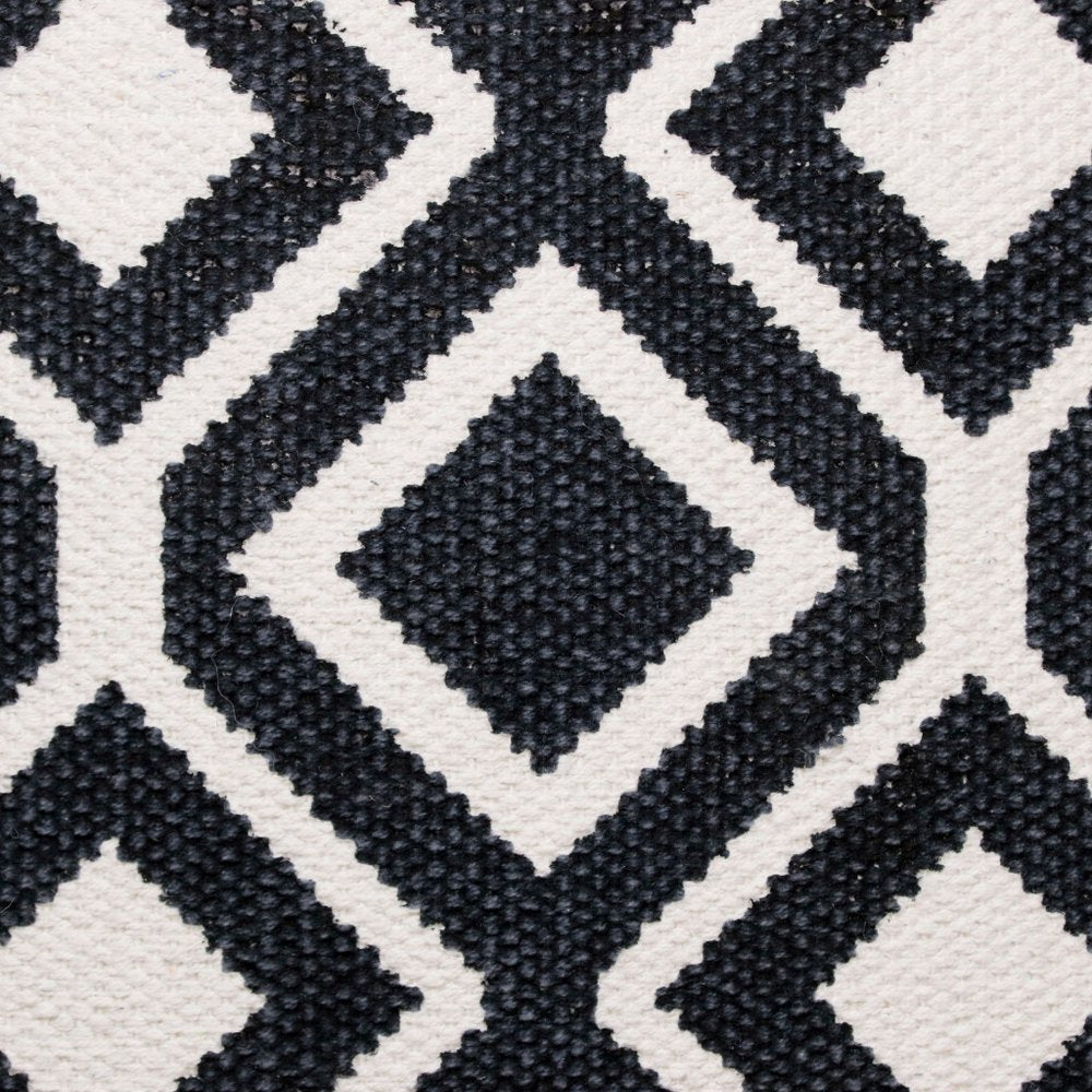 20" X 20" Deep Navy And White 100% Cotton Geometric Zippered Pillow HomeRoots