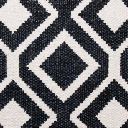 20" X 20" Deep Navy And White 100% Cotton Geometric Zippered Pillow HomeRoots