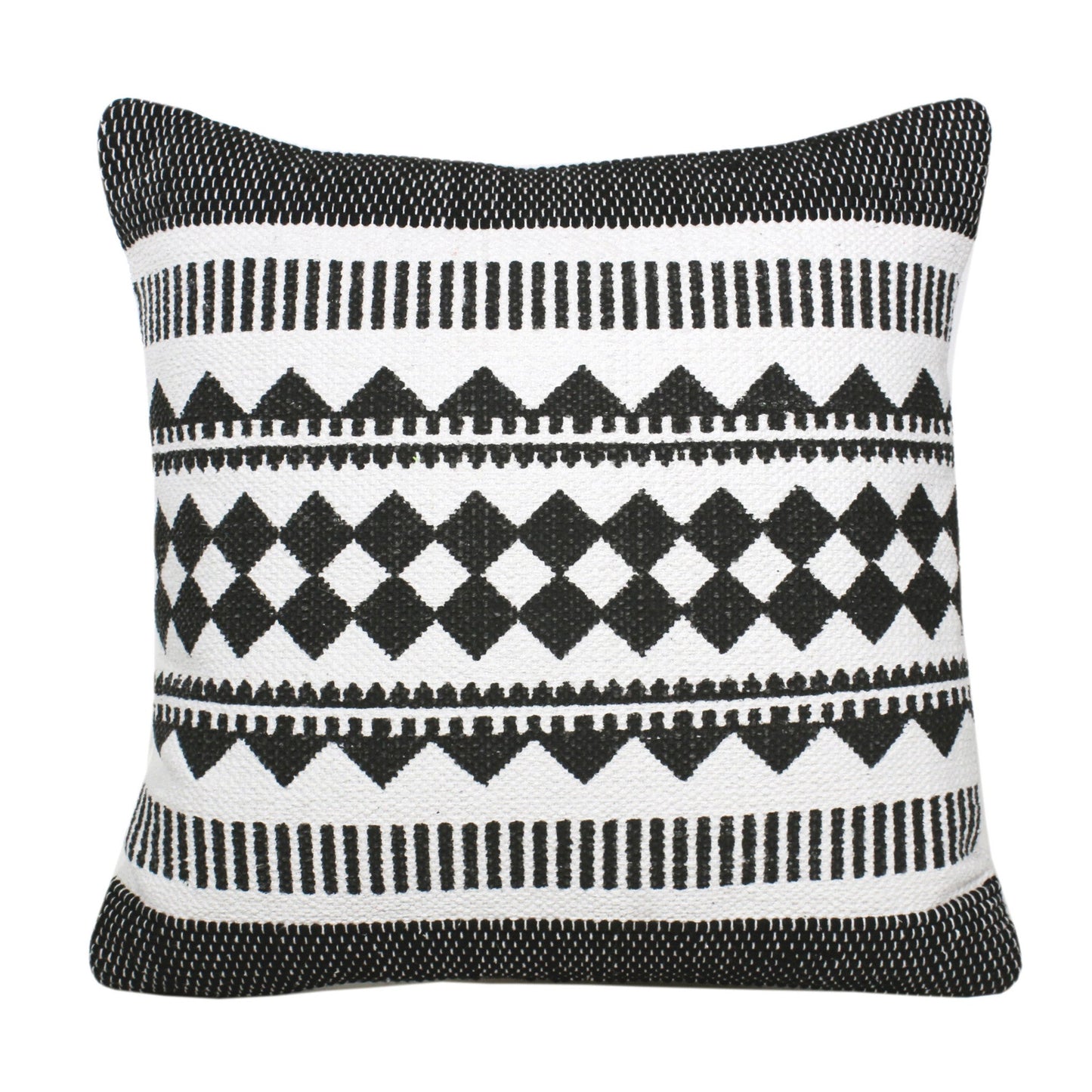 20" Black and White Geometric Cotton Throw Pillow 4.0" (L) x 20.0" (W) x 20.0" (H) FurniFindUSA