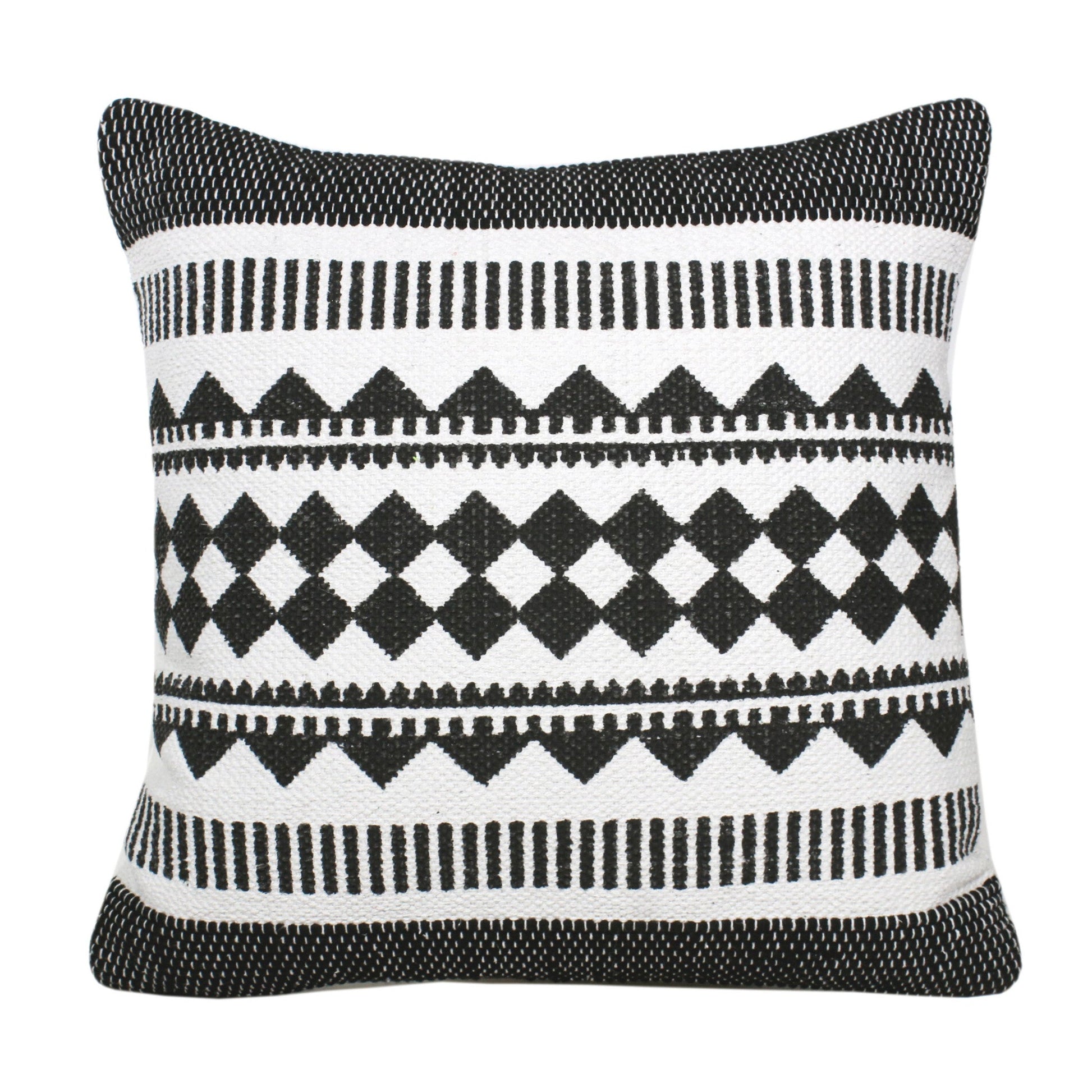 20" Black and White Geometric Cotton Throw Pillow 4.0" (L) x 20.0" (W) x 20.0" (H) FurniFindUSA