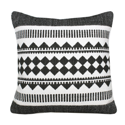 20" Black and White Geometric Cotton Throw Pillow 4.0" (L) x 20.0" (W) x 20.0" (H) FurniFindUSA