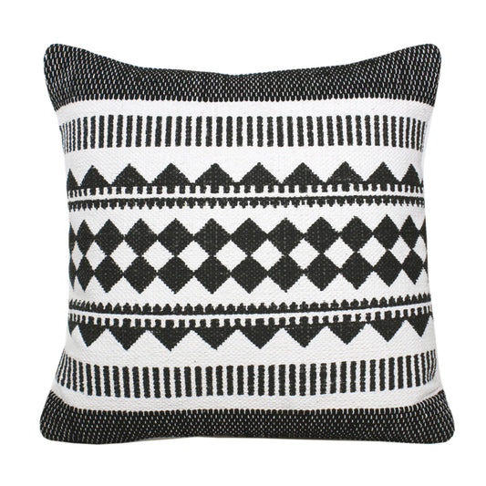 20" Black and White Geometric Cotton Throw Pillow 4.0" (L) x 20.0" (W) x 20.0" (H) FurniFindUSA