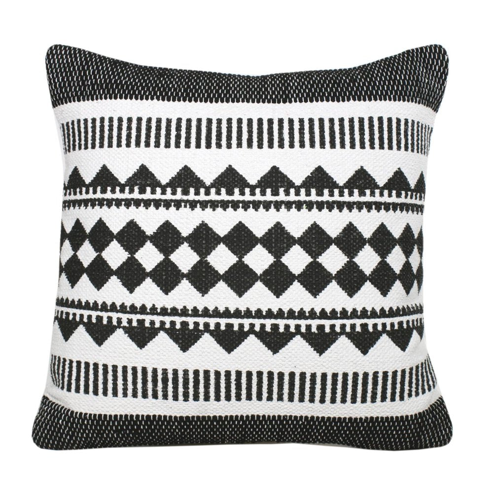 20" Black and White Geometric Cotton Throw Pillow HomeRoots