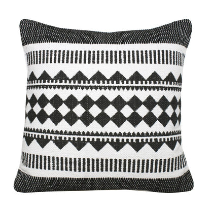 20" Black and White Geometric Cotton Throw Pillow HomeRoots