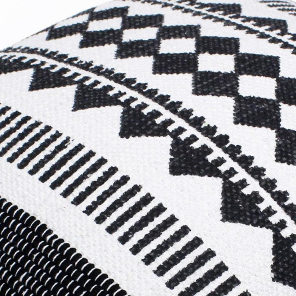20" Black and White Geometric Cotton Throw Pillow HomeRoots