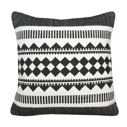 20" Black and White Geometric Cotton Throw Pillow HomeRoots