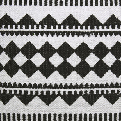 20" Black and White Geometric Cotton Throw Pillow HomeRoots