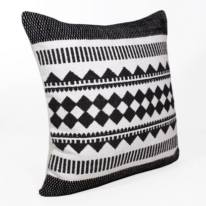 20" Black and White Geometric Cotton Throw Pillow 4.0" (L) x 20.0" (W) x 20.0" (H) FurniFindUSA
