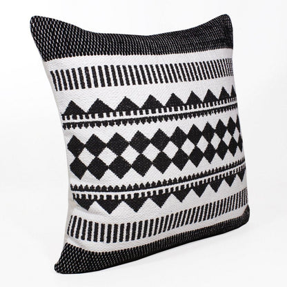 20" Black and White Geometric Cotton Throw Pillow HomeRoots