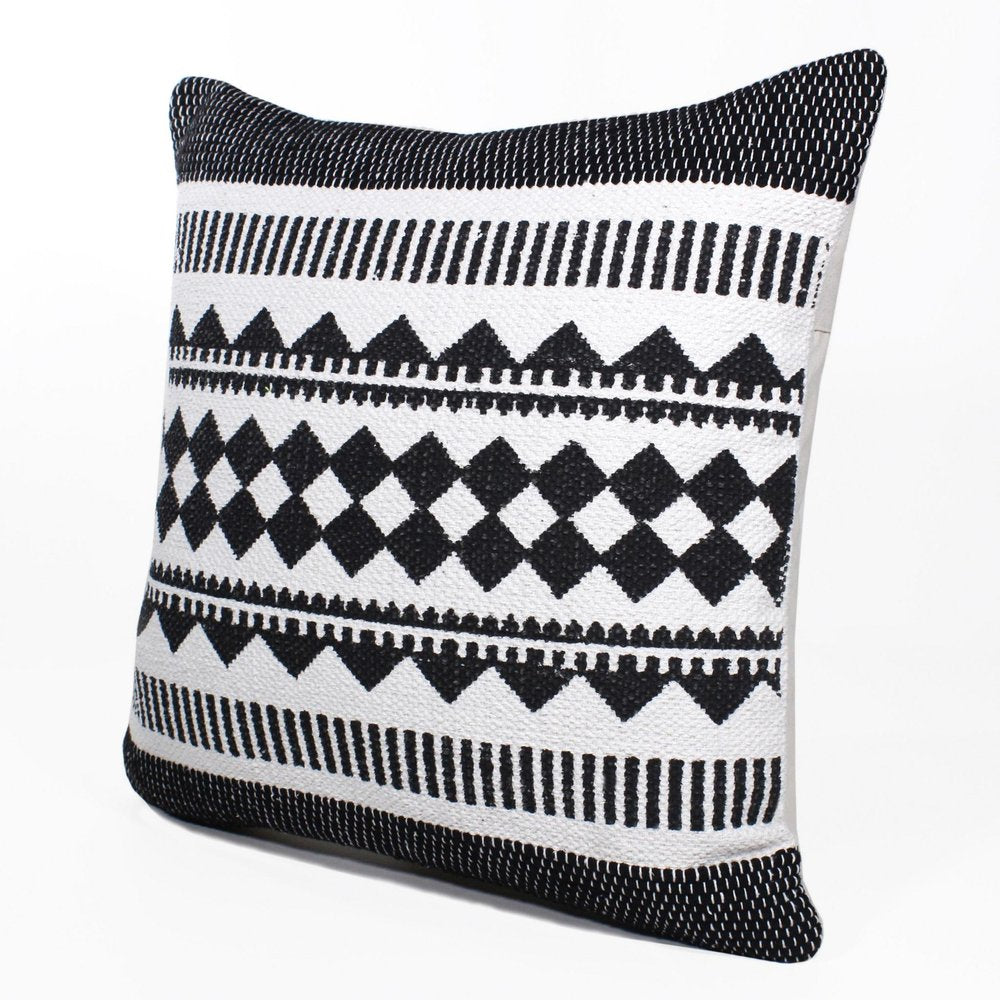 20" Black and White Geometric Cotton Throw Pillow — view 5